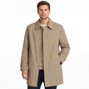 Vintage Brighton Crownswear Trench Coat Men Size 38 Zip Out Faux Fur Lining